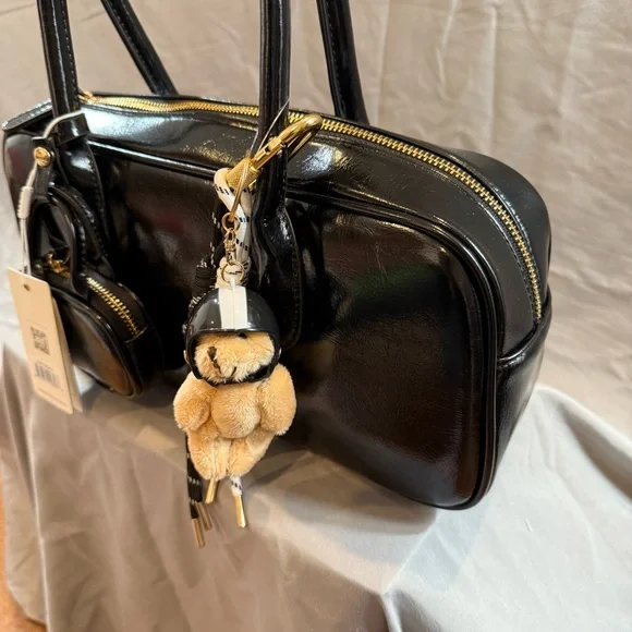 NWT Urban Expressions Black Bag Vegan Bear Charm Y2K Inspo - Picture 3 of 13